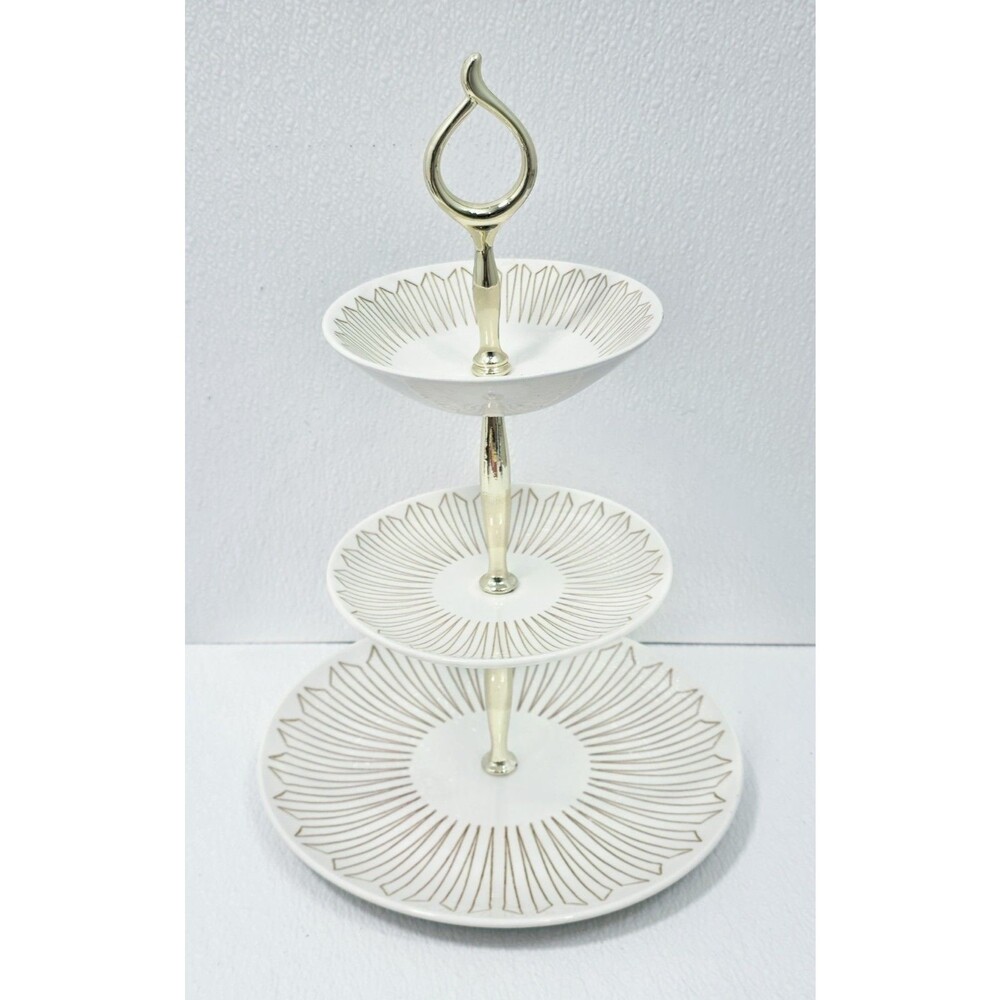 3 Tier Serving Tray Royal China USA Wedding Cake Tray MCM Vintage
